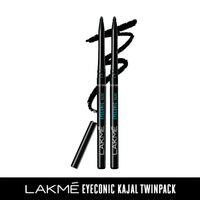 2 X Lakme Eyeconic Kajal Twin Pack, Black, 0.35g - India