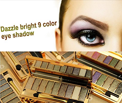 Wei Ni Xiao Xiong 9 Colors Diamond Bright Colorful Makeup Eye Shadow Palette Set Flash Glitter Eyeshadow kit with Brush (Shade 4)