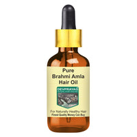 Devprayag Pure Brahmi Amla Hair Oil for Naturally Healthy Hair with Glass Dropper Natural Therapeutic Grade 100ml (3.38 oz)