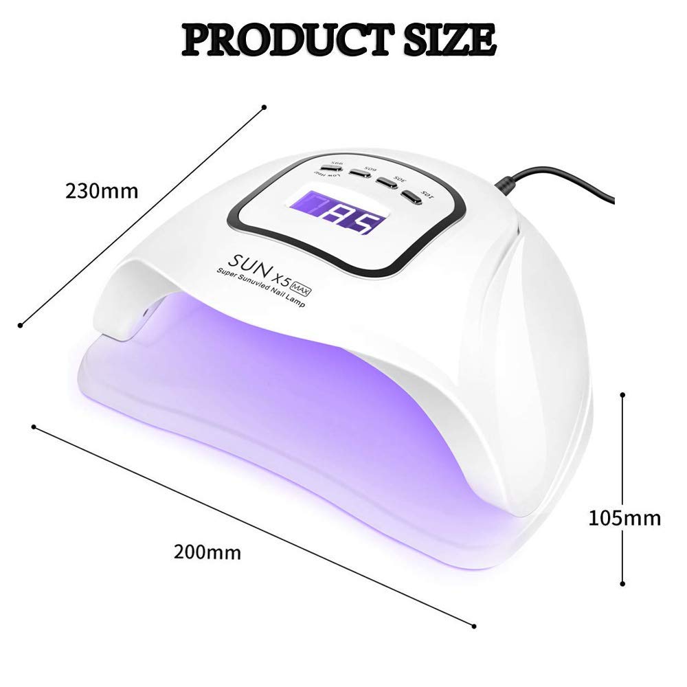 BEENLE UV LED Nail Lamp 150W, Professional Nail Dryer Gel Polish Light, UV Nail Light With 4 Timer Setting, Nail Polish Curing Gel LED Dryer, Professional Nail Art Tools With Automatic Sensor, LCD Display