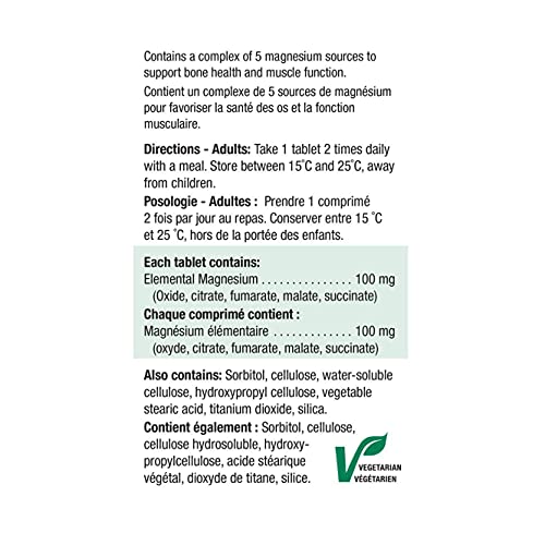 Jamieson Magnesium 100 mg, 100 Tablets