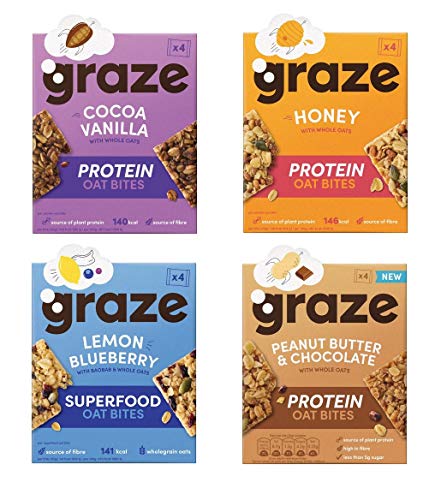 Graze Nuts Graze Oat Bites WOW Bakes Nutty Protein Power Variety (Box - Pack of 4)