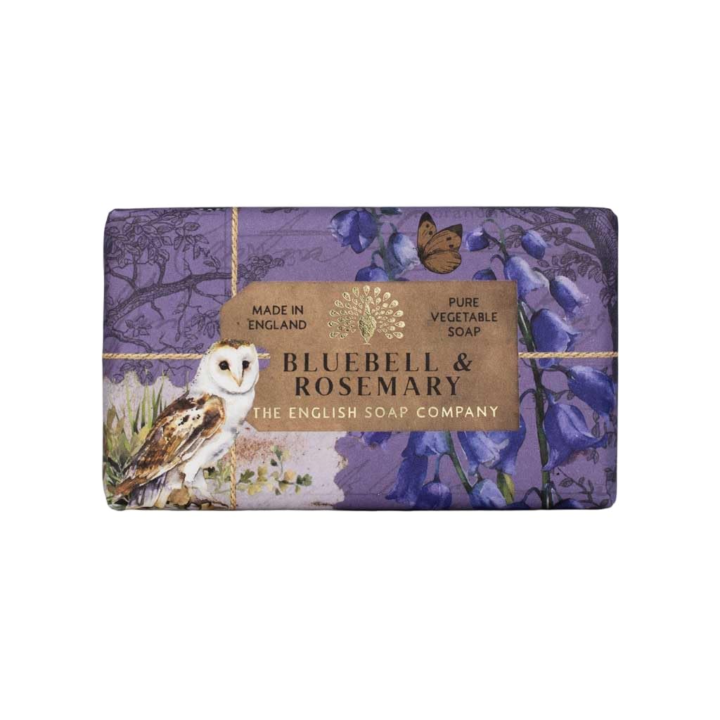 The English Soap Company Anniversary Bluebell and Rosemary Soap - Luxury Shea Butter Bar - Floral Bluebell Scent, Moisturising, Vegan Friendly, Recyclable Gift Soap, Made in England 190g