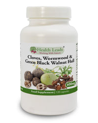 Health Leads ...Working With Nature Cloves, Wormwood & Green Black Walnut Hull 600mg x 120 Capsules, Advanced High Strength Triple Botanical Complex Supplement, Clean & Additive Free, No GMO, No Fillers or Magnesium Stearate