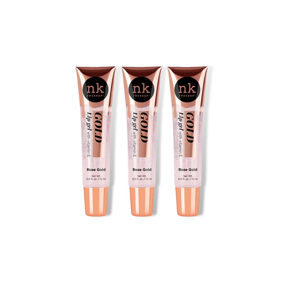 NK lip gloss gel 15ml Vitamin E, Shiny, Nourishes, Lip gel (Rose Gold, Pack Of 3)