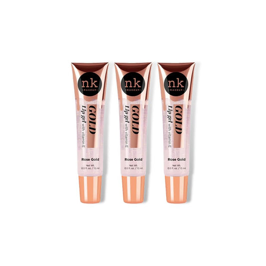 NK lip gloss gel 15ml Vitamin E, Shiny, Nourishes, Lip gel (Rose Gold, Pack Of 3)