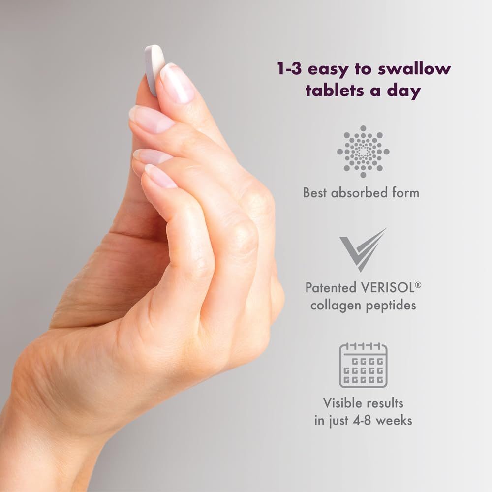 Collagen Beauty Capsules - 60 Capsules | Supports Skin Elasticity & Reduces Fine Lines | Patented VERISOL® Bioactive Peptides | Generous Levels of Collagen per dose & Taste-Free! (Tablets)