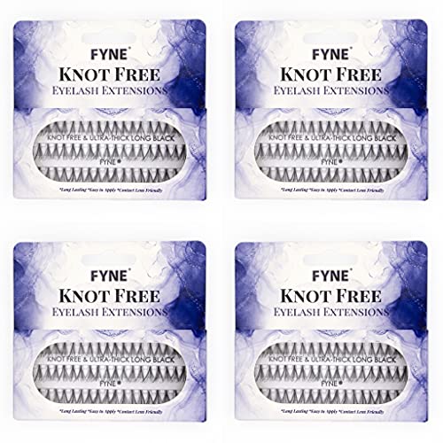 FYNE - KNOT FREE Individual Eyelashes - 240 Pcs, 12mm Long Ultra Thick, Single Pack | Individual lashes, Eyelash Extensions, Natural Look | Volume Cluster Lashes | Premium False Lash Cluster