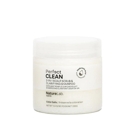 NatureLab Perfect Shine Scalp Scrub - Paraben-Free Dry Scalp Treatment + Scalp Moisturizer - 3-in-1 Gentle Foaming + Exfoliating Scrub with Grape Stem Cells, Pearl + Hyaluronic Acid (8.1 oz / 230g)
