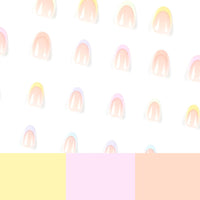 NLFOX Press On Nails Short - French Tip False Nails Almond - 24PCS Rainbow French Summer Fake Nail in 12 Sizes - Reusable Stick on Nails for Women