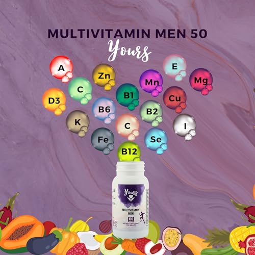 YOURS Yours Multivitamin Men Formulated Specifically for Men, Support Metabolism, Healthy Skin, Improve Bone Health, Good for Healthy Hair, 60 Tablets, Two Month Supply, Once Daily