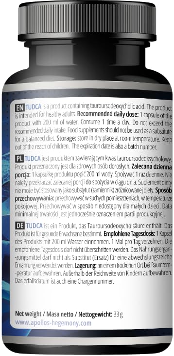 APOLLO'S HEGEMONY Tudca 100mg - 90 Vegan Capsules - A Bile Salt Dietary Supplement to Support Digestion and Liver Function - 3 Months Supply - by Apollo's Hegemony