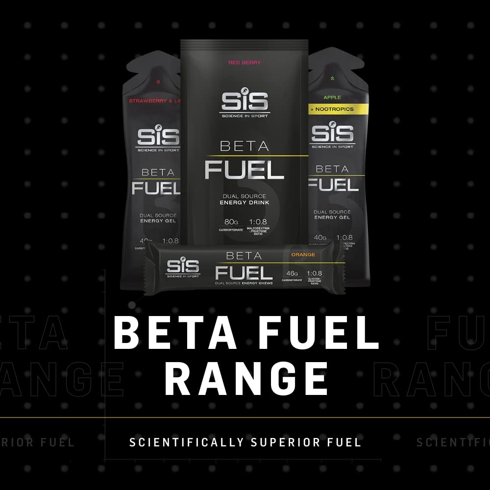 Science in Sport Beta Fuel Gels Dual Source Energy Gel, Strawberry and Lime Flavour, 40 g of Carbs Per Pack, 60 ml Pack (6 Pack)