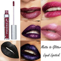 Phoera AquaPurity PHOERA Matte to Glitter Flip Lip Gloss Liquid Lipstick Waterproof Glossier Long Lasting Kiss Proof Metallic Sparkle Lips Makeup Moisturiser (110 SURRELL)