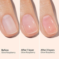 Manucurist Active Glow™ Raspberry Colour-Care Hybrid Nail Polish - Vegan & Made in France Ultra-Glowy 2 in 1 Nail Concealer & Care Pink - Nails Care