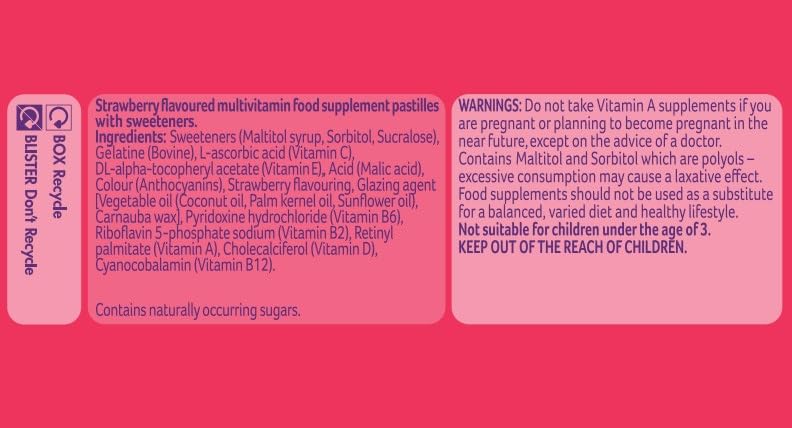 Bassetts Vitamins 3-6 Years Strawberry Flavour Multivitamins 60 Gummies