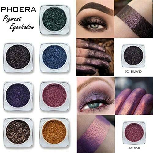 Phoera AQUAPURITY PHOERA® Pigment Eyeshadow Palette Metallic Shimmer Glitter Loose Powder Eye Shadow Makeup (308 ARCHDRAGON)
