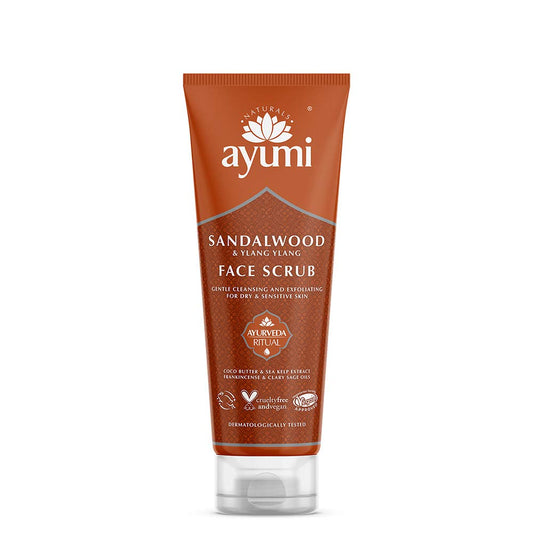 Ayumi Sandalwood & Ylang Ylang Face Scrub, Packed With Bamboo Stem Powder to Buff Away Dead Skin Cells, Rich in Cocoa & Shea Butters For Soft Skin - 1 x 125ml
