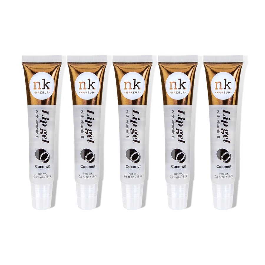 Nicka K NK lip gloss gel 15ml Vitamin E, Shiny, Nourishes, Lip gel (Coconut, Pack Of 5)