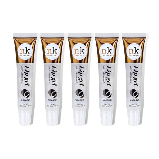 Nicka K NK lip gloss gel 15ml Vitamin E, Shiny, Nourishes, Lip gel (Coconut, Pack Of 5)