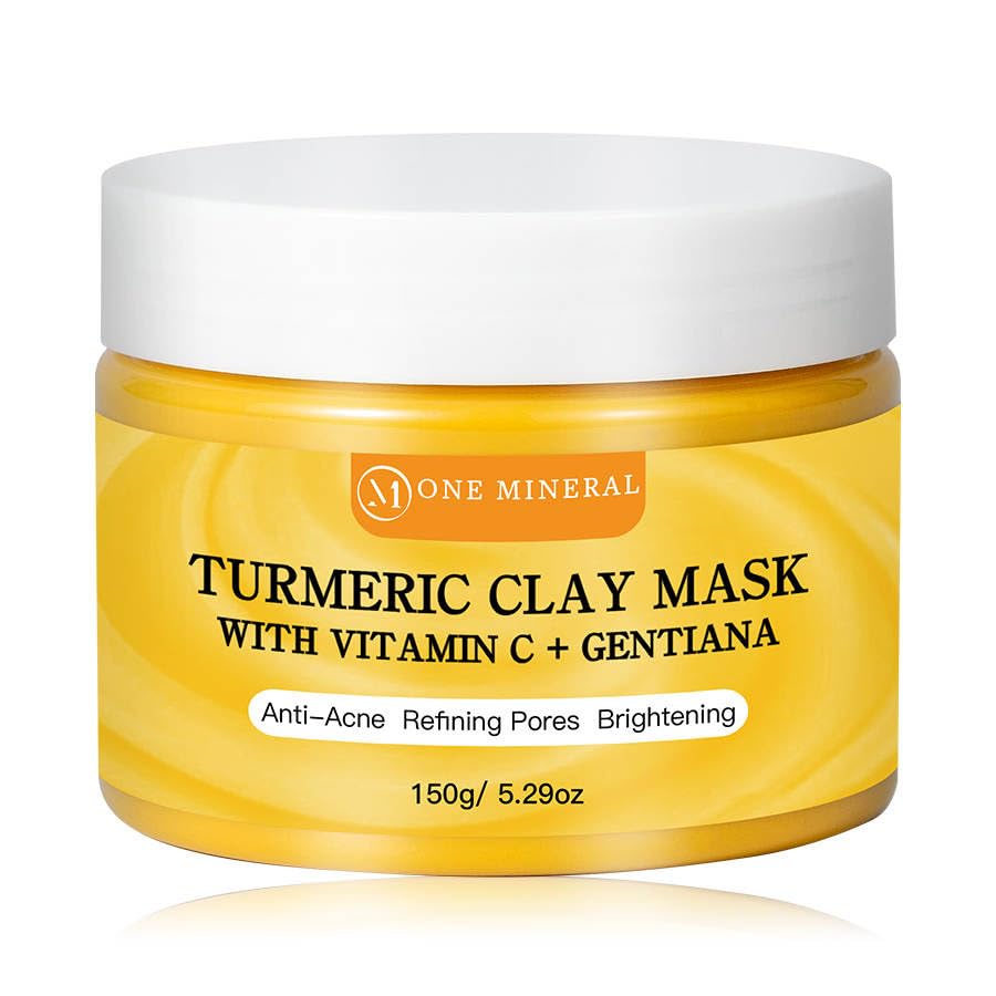 One Mineral Tumeric clay Mask With Vitamin C and Gentiana, Face Mask, Improves skin tone, Dark Spots and Smooth Skin 150G
