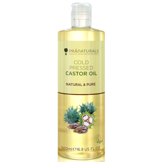 PraNaturals Cold Pressed Castor Oil 500ml - 100% Natural, Vegan & Pure, for Hair, Eyebrows & Eyelash Growth, Softer Skin & Face, Rich In Omega-6, Omega-9 & Essential Fatty Acids