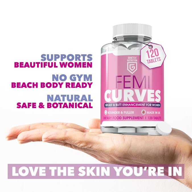 MoovWell Femi Curves Bum & Breast Curves Enhancement Tablets for Women – 120 Tablets for Bigger Curves & Fuller Shape, Natural Ingredients - Bum Enhancement Supplement, Made in UK