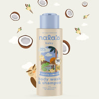 Nala's Baby Body Wash & Shampoo | Award-winning | 99% Natural | Dermatologically-tested and Paediatrician-approved | Tear-Free | Vanilla scent | Oats, chamomile & hibiscus | Vegan | 400ml | Nalas Baby