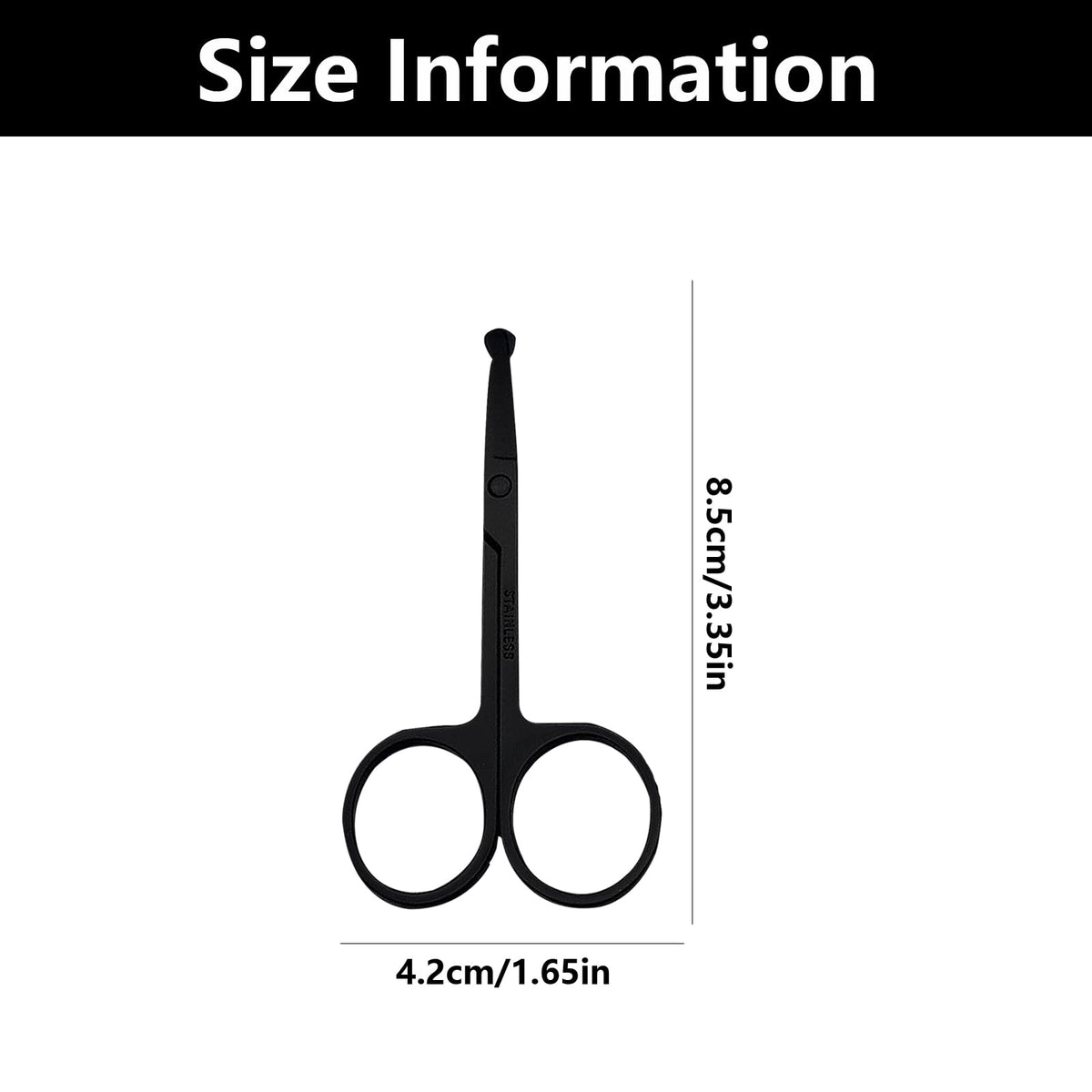 WQEDVN Stainless Steel Nose Scissors for Men, Nose Hair Scissors for Men, for Trimming Facial Hair Ear Hair Eyebrow(Black 8.5cm)