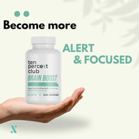 The Ten Percent Club - Brain Boost | Lions Mane Mushroom Complex Capsules for Enhanced Focus & Clarity | Nootropic Lions Mane Supplement for Cognitive Support | 90 Capsules