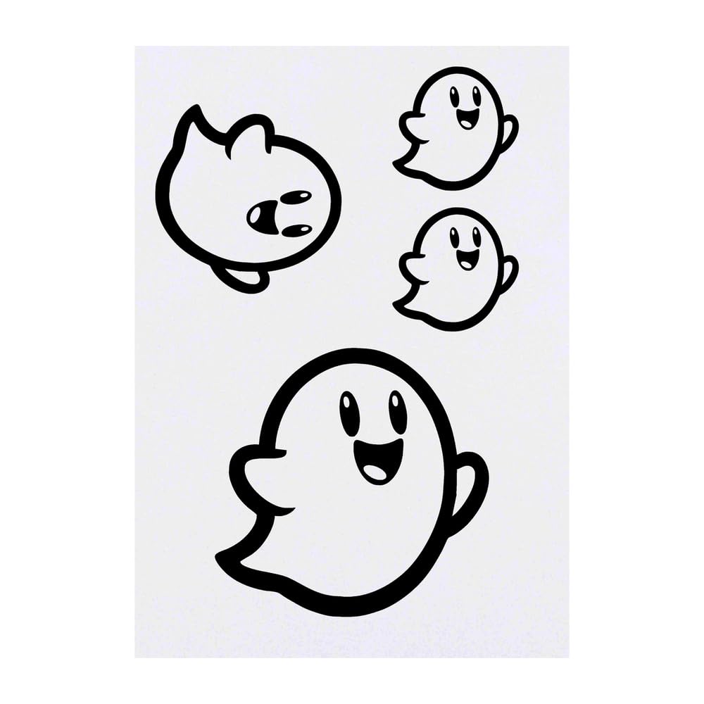 Azeeda 4 x 'Cute Halloween Ghost' Temporary Tattoos - Water Resistant, Skin-Safe, Non-Toxic Transfers, Mixed Sizes (TO00075784)