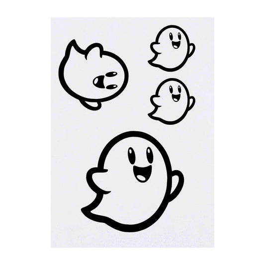 Azeeda 4 x 'Cute Halloween Ghost' Temporary Tattoos - Water Resistant, Skin-Safe, Non-Toxic Transfers, Mixed Sizes (TO00075784)