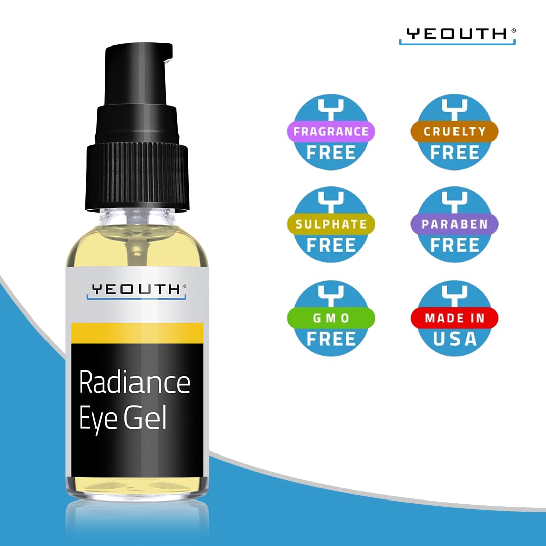YEOUTH Under Eye Gel with Hyaluronic Acid, Targets The Appearance of Puffiness, Dark Circles & Under Eye Bags, Revitalizing Hydrating Skincare 30ml