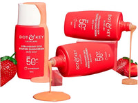 Dot & Key Strawberry Dew Tinted Sunscreen SPF 50 PA with Niacinamide & Hyaluronic Acid, available in Beige Medium (05) shade, 50ml for sun protection and hydration.
