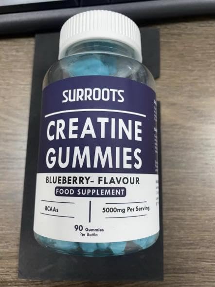 SURROOTS Surroots Creatine Gummies, Blueberry Flavour, 5000mg Per Serving, 90 Count