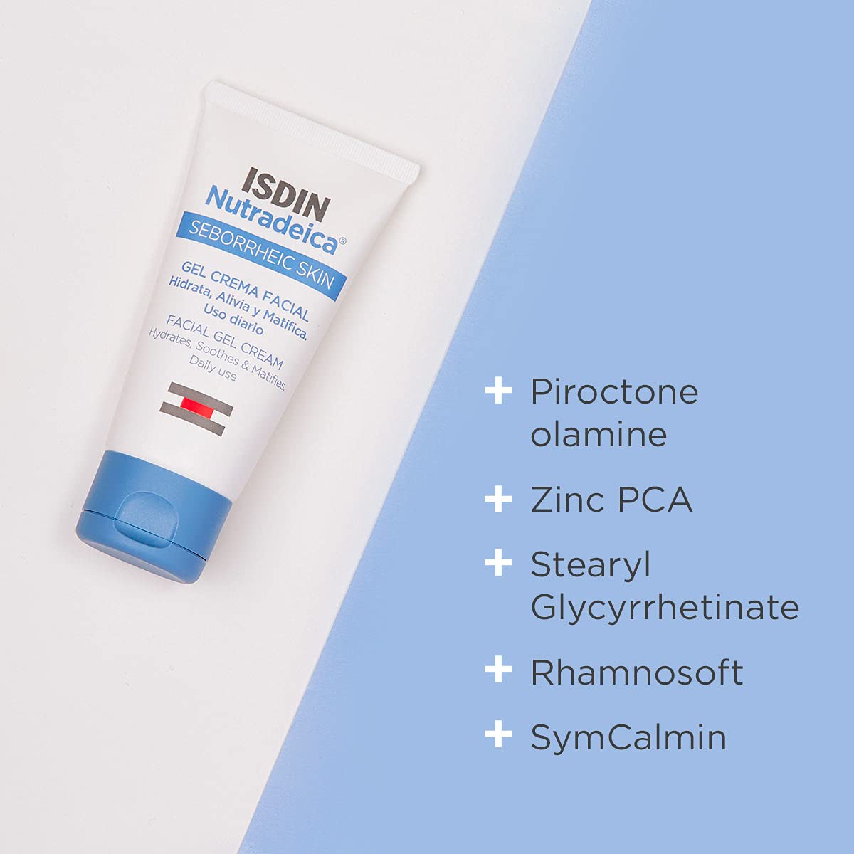 ISDIN Nutradeica Facial Gel Cream 50ml | For Seborrheic Skin | Hydrates, Soothes and Matifies skin
