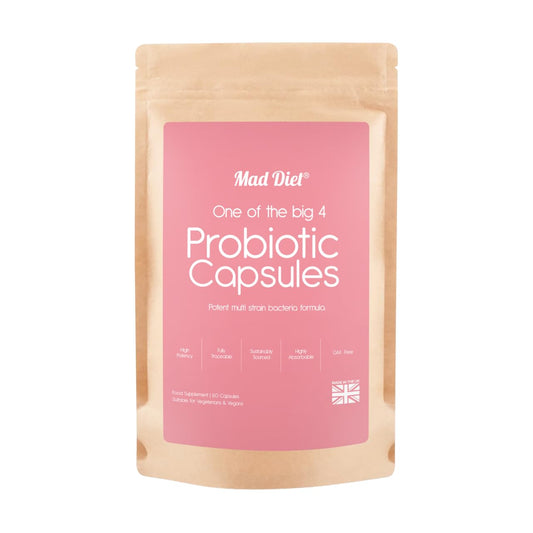 Mad Diet Multi-Strain Probiotics | Mood and Stress Formula | 6 Strains Backed by Science | Zero Additives | Enhanced Viability | 60 Capsules– 2 Month Supply | Brain and Gut Health