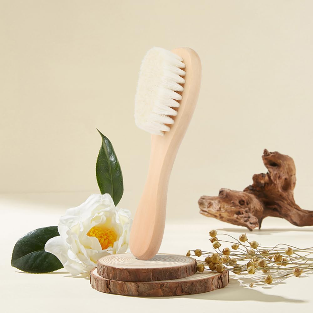 Aolso Baby Hair Brush with Wooden Handle, Baby Hair Brush, Eco-Friendly Wood Hairbrush for Scalp Health Prevent Cradle Cap, Perfect Girl Boy Baby Gift Registry