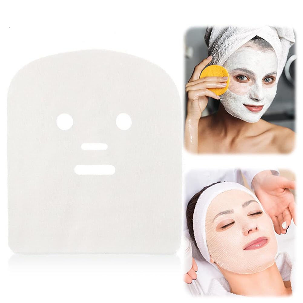 VANTOBEST 100PCS Gauze Mask Pre-Cut Gauze Facial Cotton Beauty Gauze Soft Gauze Facial Mask Skin Care Mask Fiber Paper Sheet for Beauty Home Spa