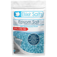 Elixir Gardens Elixir Salts - Epsom Salts, Medical Grade Spa Bathing in a re-sealable Stand up Pouch + 25% Free Best Value Available (250g + 63g Free) | Mined in Germany
