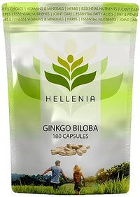 Hellenia Ginkgo Biloba | Highly Dosed 50:1 Extract 6000mg | High Strength | 180 Capsules | Manufactured in The UK