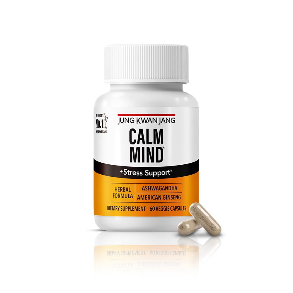 JungKwanJang Calm Formula with Ashwagandha 300mg, American Ginseng 428mg and L theanine 204mg Supplement - 60 Capsule for Men and Women