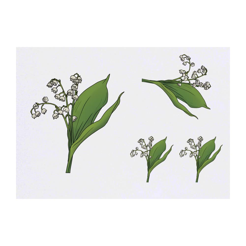 Azeeda 4 x 'Lily of the Valley' Temporary Tattoos - Water Resistant, Skin-Safe, Non-Toxic Transfers, Mixed Sizes (TO00058482)
