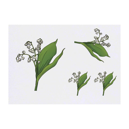 Azeeda 4 x 'Lily of the Valley' Temporary Tattoos - Water Resistant, Skin-Safe, Non-Toxic Transfers, Mixed Sizes (TO00058482)