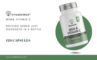 MSM & Vitamin C 600mg – Joint Support & Collagen Booster – 120 Vegan Capsules – UK Made – Vitadefence