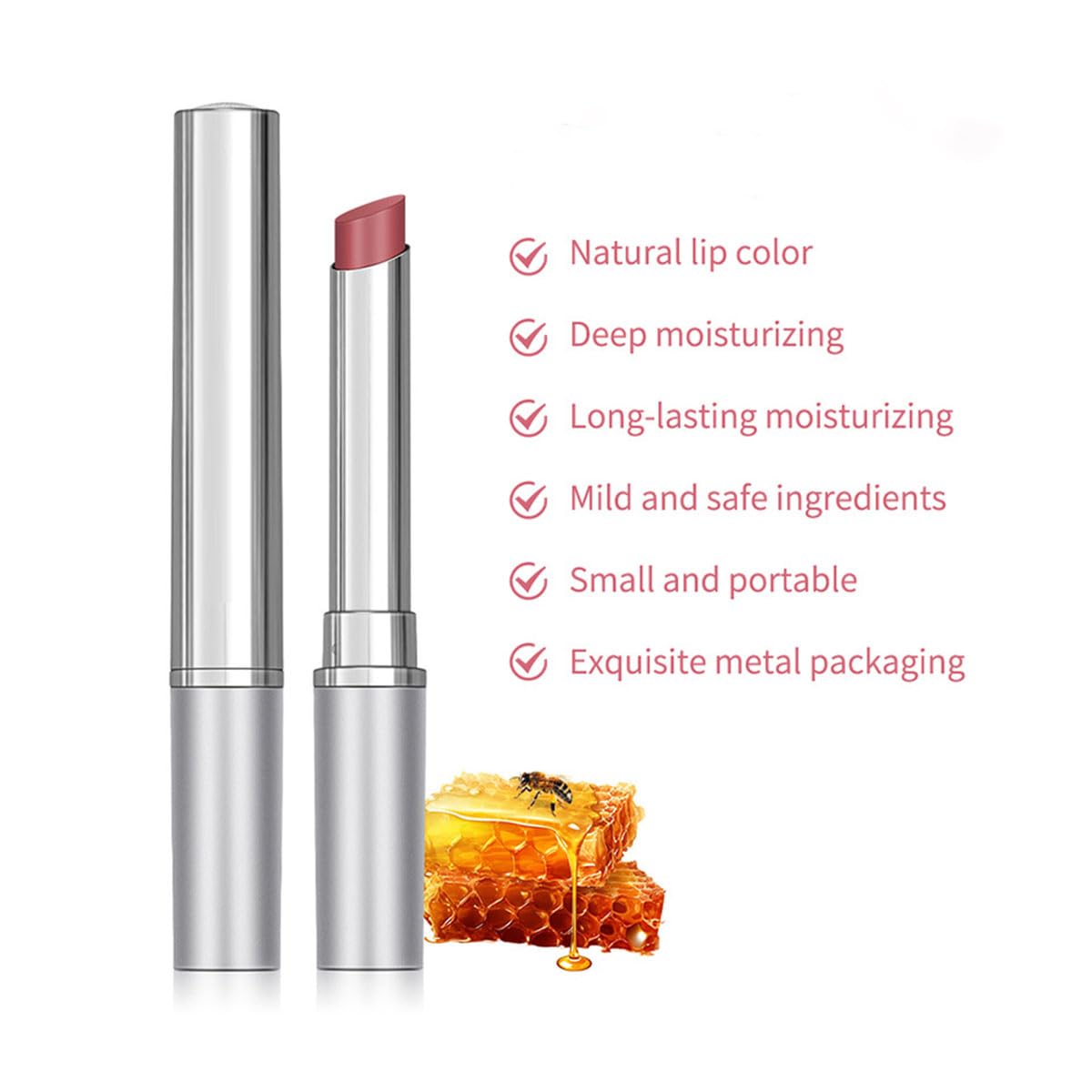 Baorder 2PCS Honey Lipstick Tinted Lip Balm, Hydrating Natural Glossy Black and Pink Lip Balm, Sheer Moisturizing Lipstick Makeup Lip Care for Repairing Dry Lips