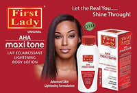 FIRST LADY First Lady Premium AHA Maxi Tone Skin Lightening Brightening Body Lotion 300ml *Results in 4 weeks* + First Lady Herbal Jamaican Black Castor Hair Oil 200ml