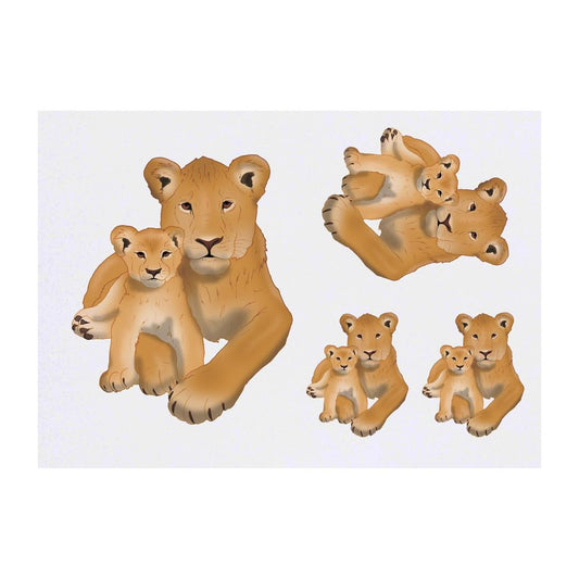 Azeeda 4 x 'Lioness and Cub' Temporary Tattoos - Water Resistant, Skin-Safe, Non-Toxic Transfers, Mixed Sizes (TO00085128)