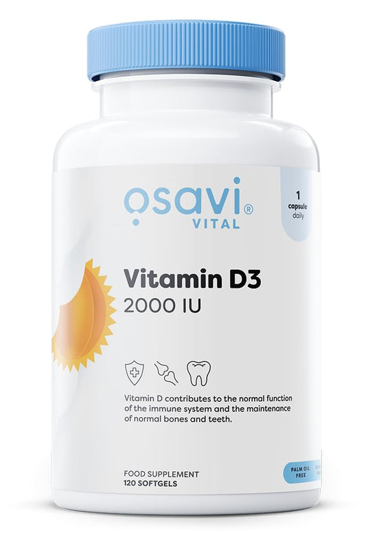 OSAVI Osavi Vitamin D3 2000 IU – 120 Softgels | Supports Immune Function | Bone Health | Muscle Function and Calcium Absorption | Contains Quali®–D | Derived from Natural Lanolin and MCT Oil from Coconut