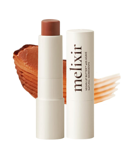 Melixir Vegan Lip Butter (12 Colors), Hydrating Tinted Lip Balm Stick, Petrolatum-Free, Plant-Based Korean Lip Care, Moisturizes Dry Lips With Shea Butter, Sheer & Natural Finish - #12 Caramel